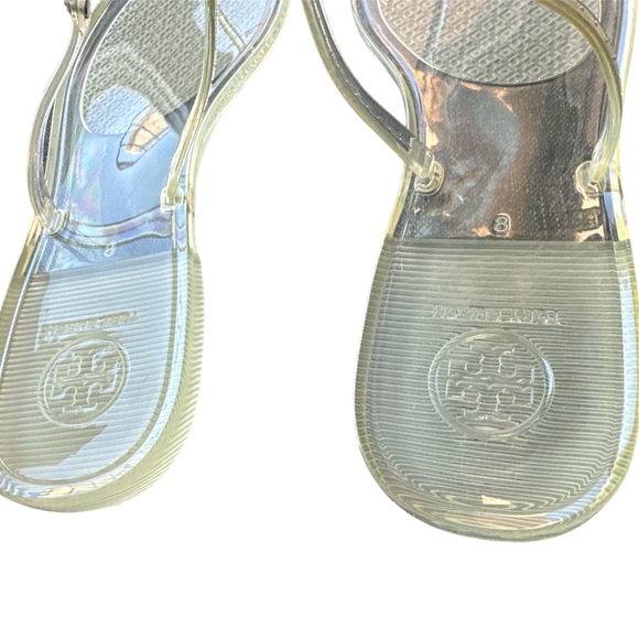 New TORY BURCH Mini Miller Clear Jelly Thong Logo Sandals, Size 8 M - Picture 7 of 8